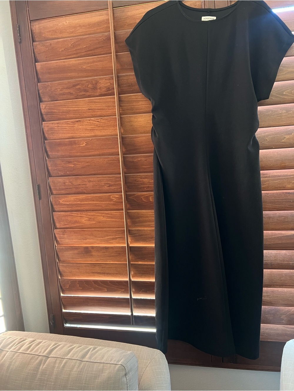 Nordstrom Black Midi Dress with Cap Sleeves